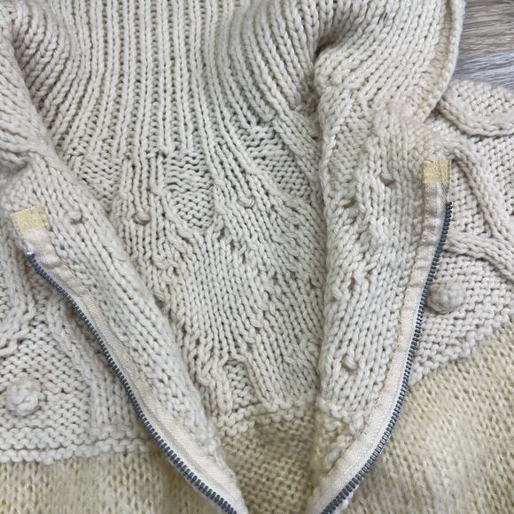 VTG Handmade Zip Up Sweater Women's Large Collar Size S/M Creamy Yellow - 1O648 - Picture 4 of 8